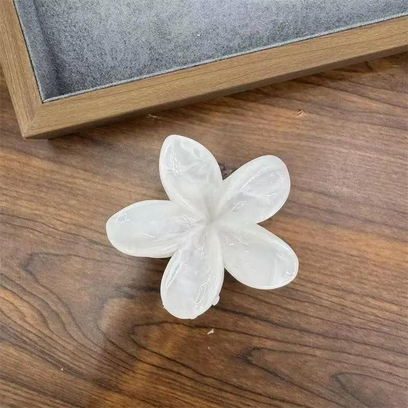 Blue White Flower Bow Hair Claw